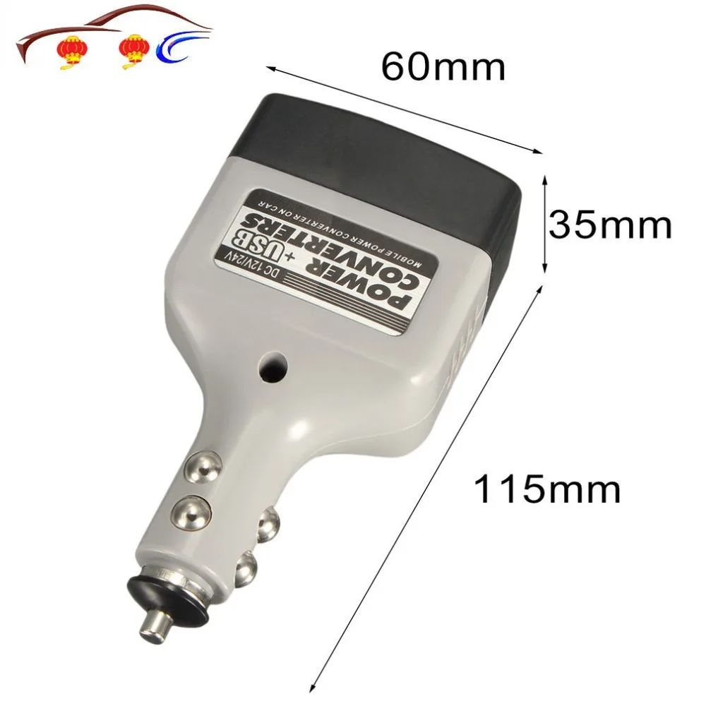 DC 12 V/24V к переменному току 220V зарядных порта USB для автомобиля мобильный Мощность