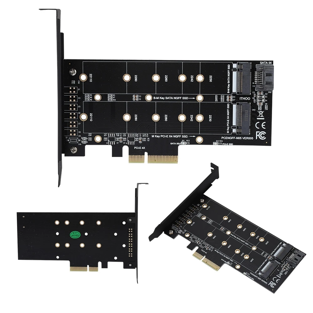 Новое поступление PCI-E 4X к M.2 NVMe SSD адаптер NGFF карта B-key + M-key расширение двойной