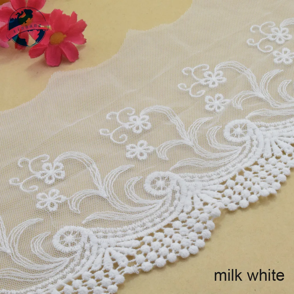 13cm width Cotton embroid lace sewing ribbon guipure trims or fabric warp knitting DIY dolls Accessories wedding lace#3878 | Дом и сад