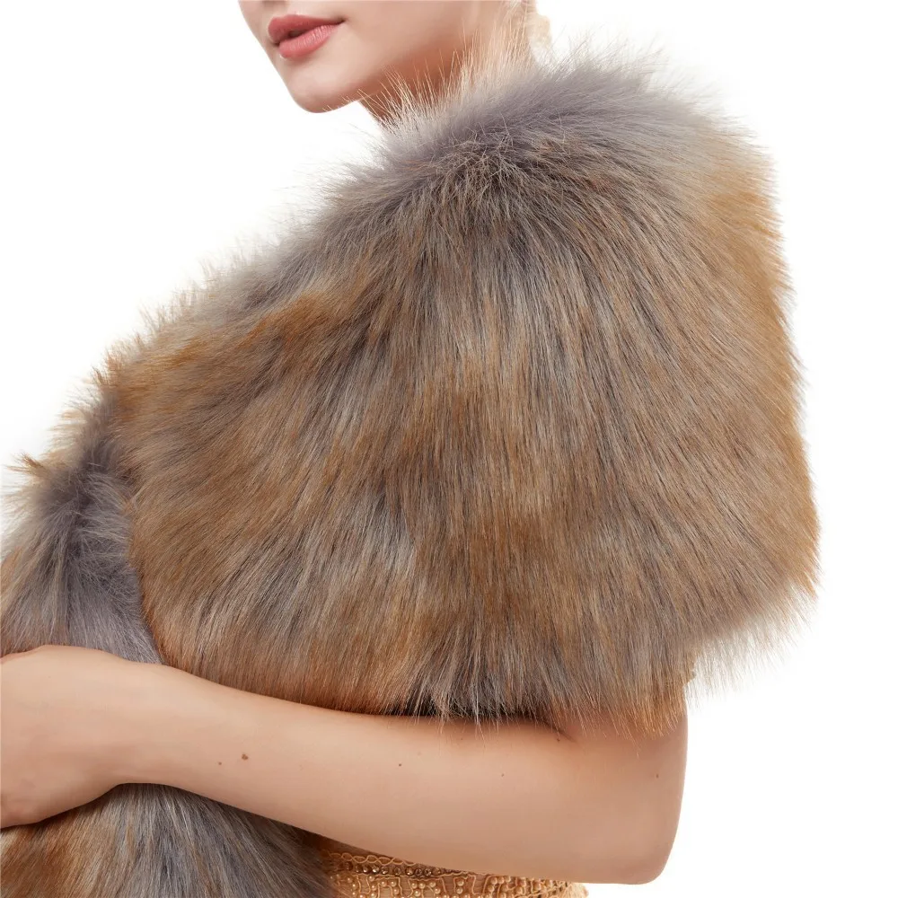 Vivian's Bridal Warm Faux Fur Stoles Wedding Wrap Winter Bolero Short Wraps Jacket Accessories Cape Coat |