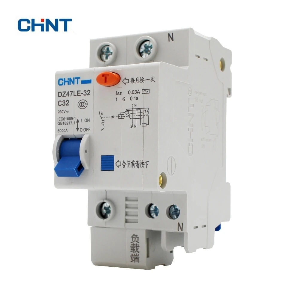 Китайский прерыватель цепи при утечке на землю DZ47LE 32 1P + N C32 CHNT 230V 32A защита от