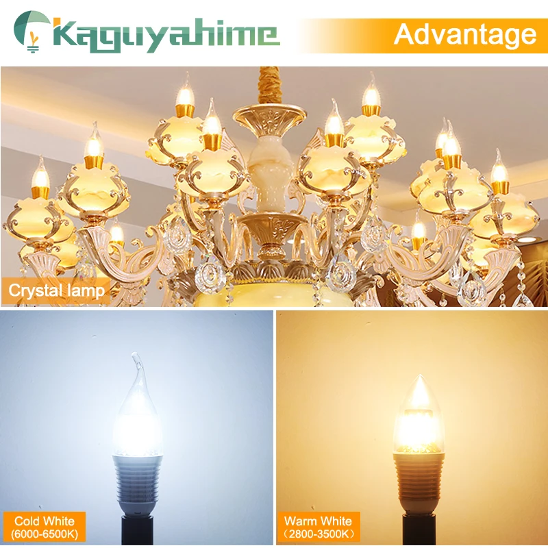 Kaguyahime светодиодный лампы в форме свечи E14 220V 5W 9W 12W Гостиная светодиодные