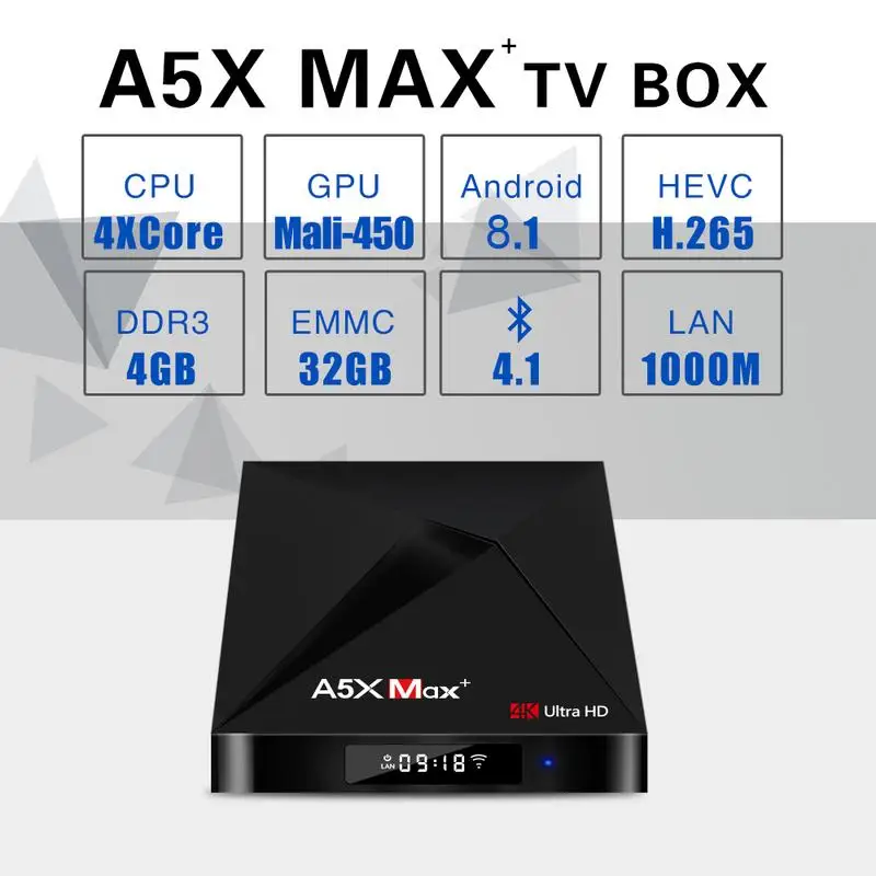 A5X Max + Android 8 1 RK3328 четырехъядерный Cortex-A53 4K HD телеприставка USB3.0 4G 32G/4G 64G сетевой