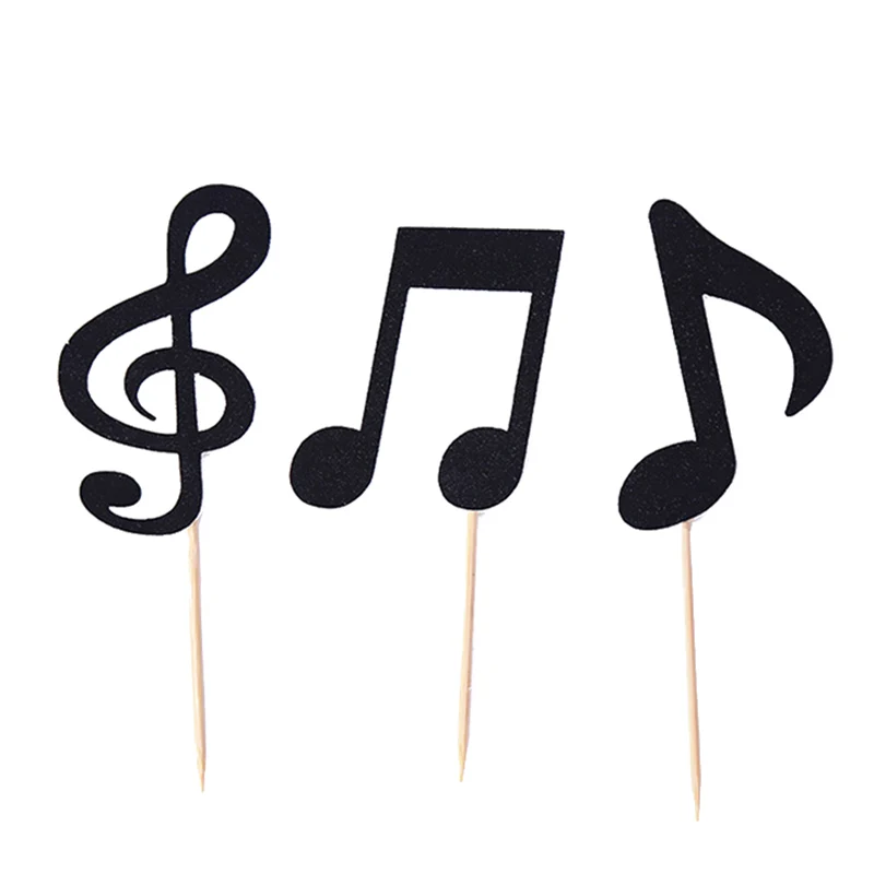

30 Pcs Music Notes Themed Cupcake Topper Paper Cake Inserts Card Wedding Cake Topper Decoration