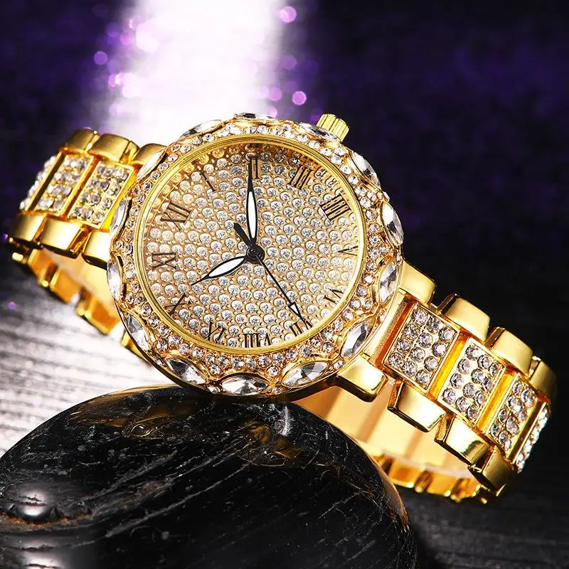 Reloj Mujer для женщин Diamond часы нержавеющая сталь Аналоговые кварцевые наручные