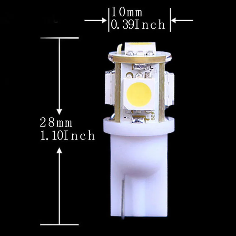 20pcs DC10~15V 6000K White T10 5050 5-SMD Interior/License Plate LED Light Bulbs Great for Interior package light | Автомобили и