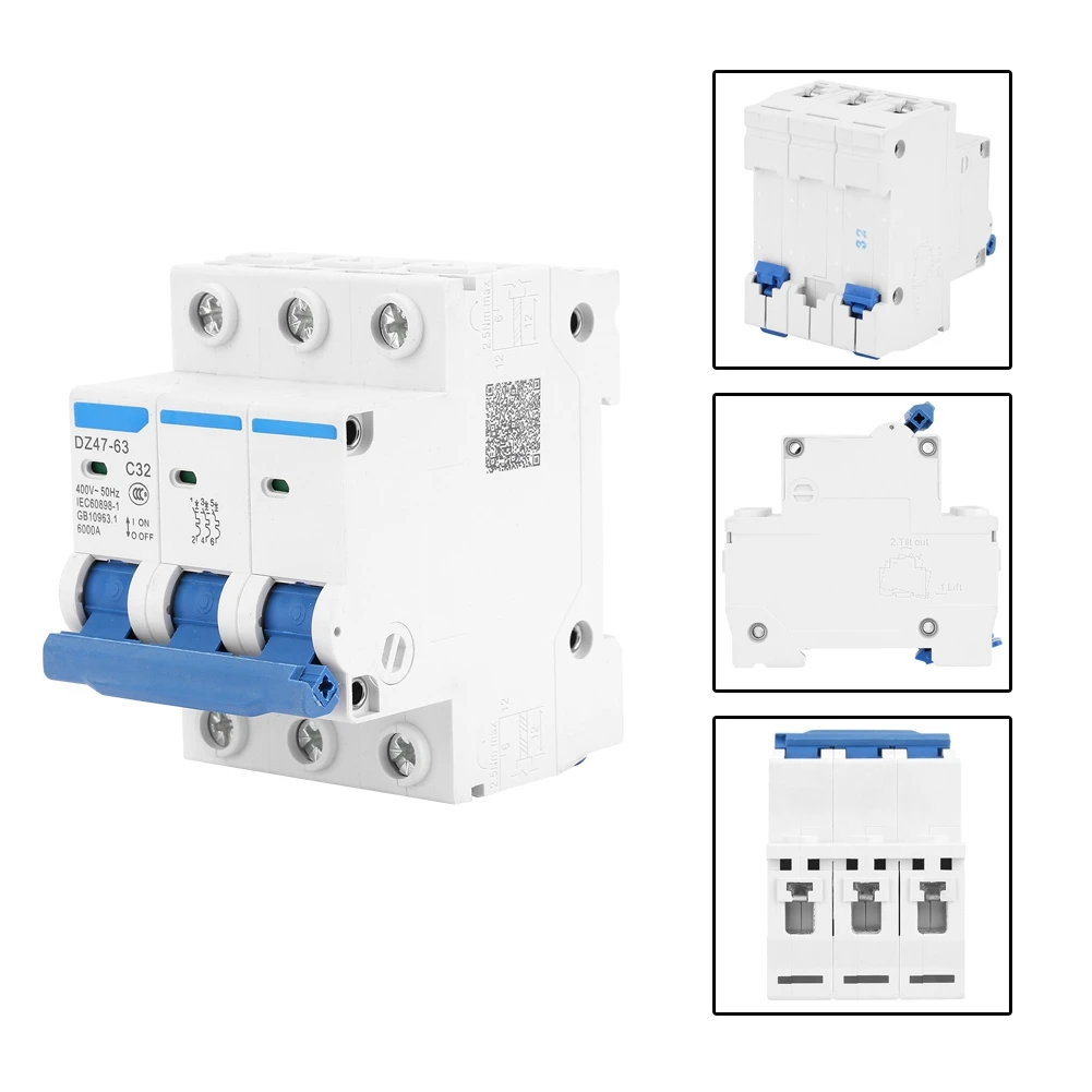 DZ47 63 3P 32A 400V защита от утечки земли автоматический выключатель