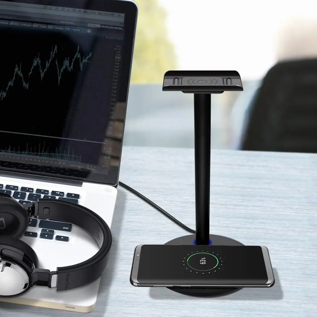 Aluminum Wireless Charger Headphone Bracket Head-mounted Earphone 5mm-10mm Holder Home Office etc 5W 72% | Электроника