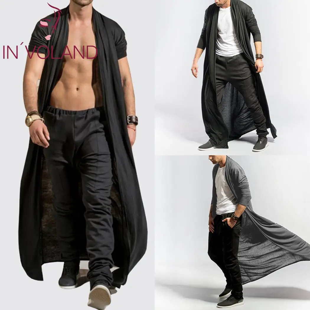 Модные мужские Turn-Down воротник с длинным рукавом Твердые выходное Fit Полная длина