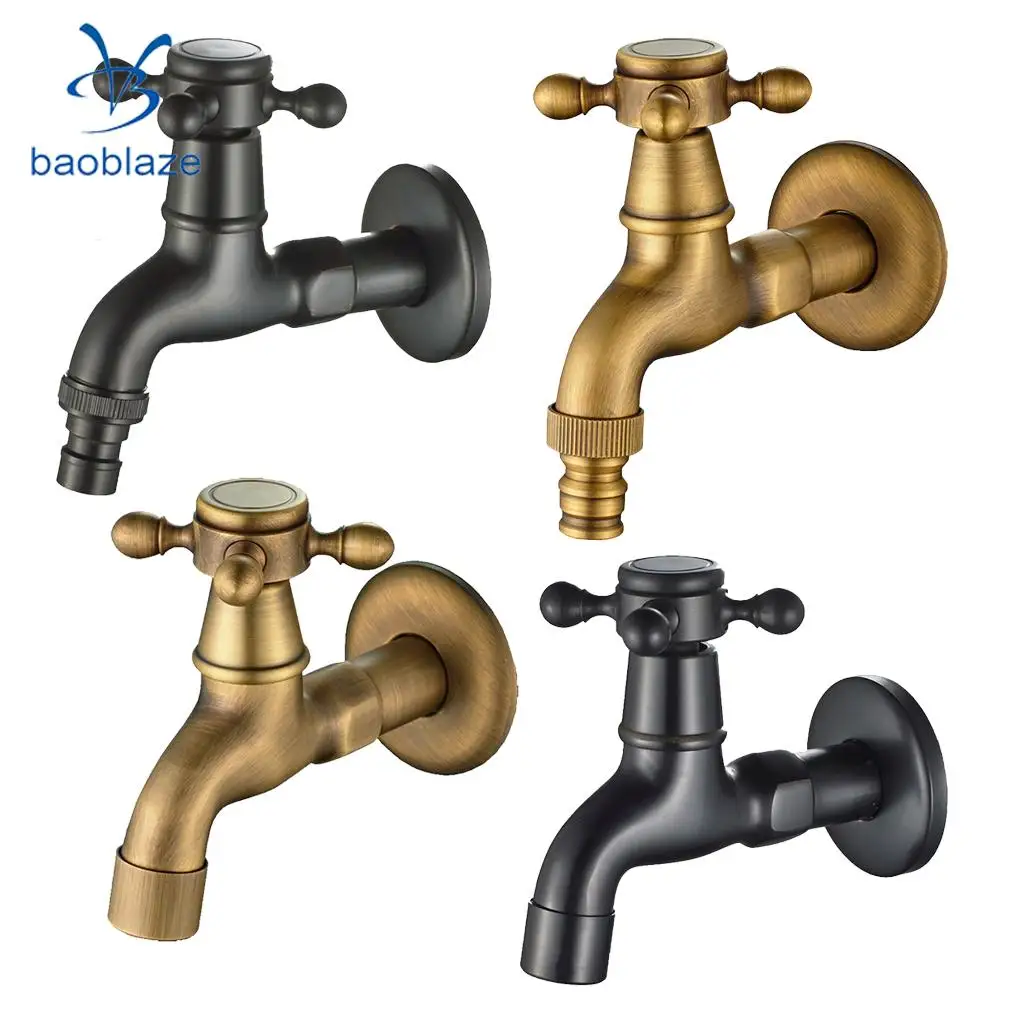 Antique Brass Wall Mount Outdoor Faucet Garden Bibcock Tap Mop Pool Laundry Sink Cold Water | Обустройство дома