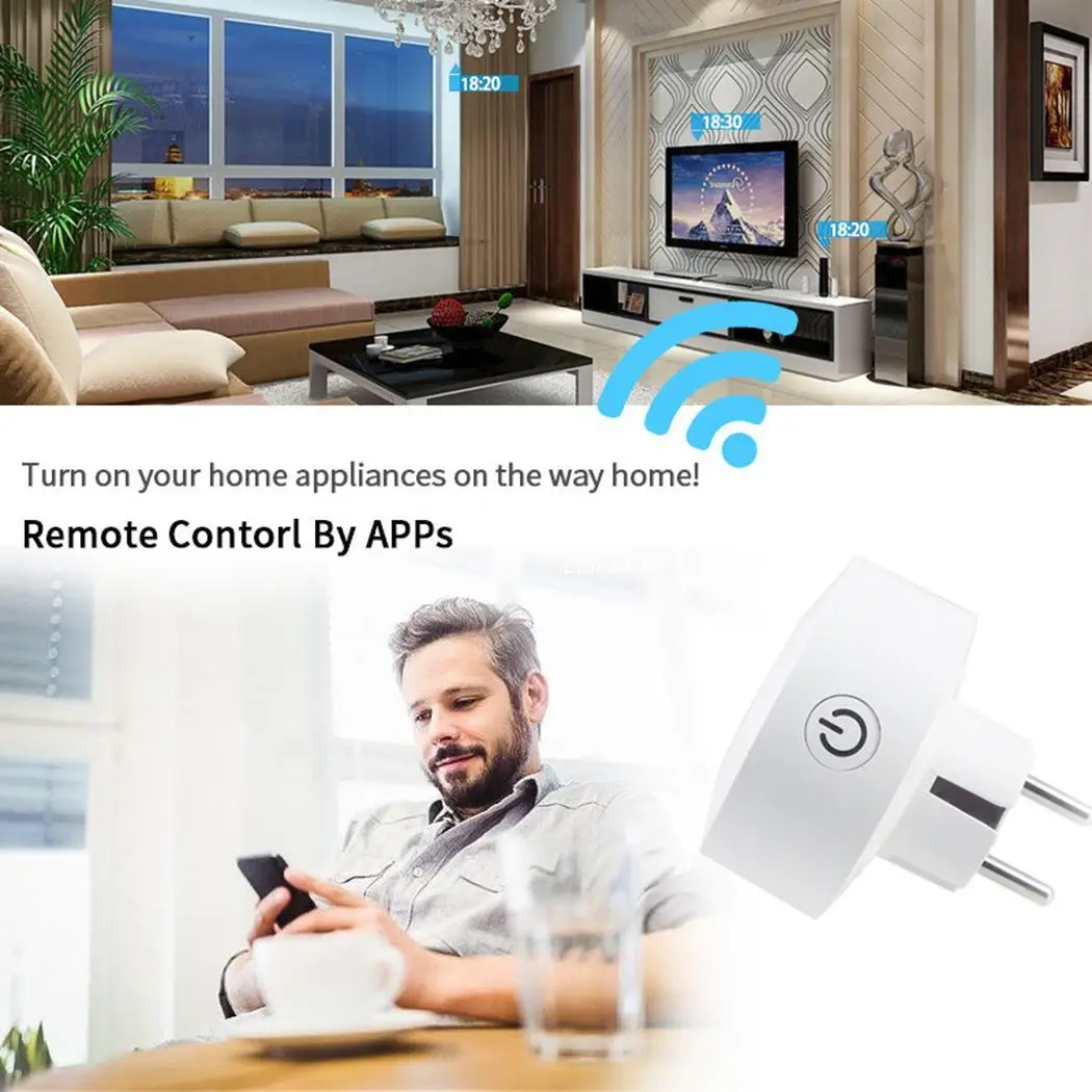 Мини Wifi Smart Socket EU power 10A APP поддерживает совместное использование устройств. Умный