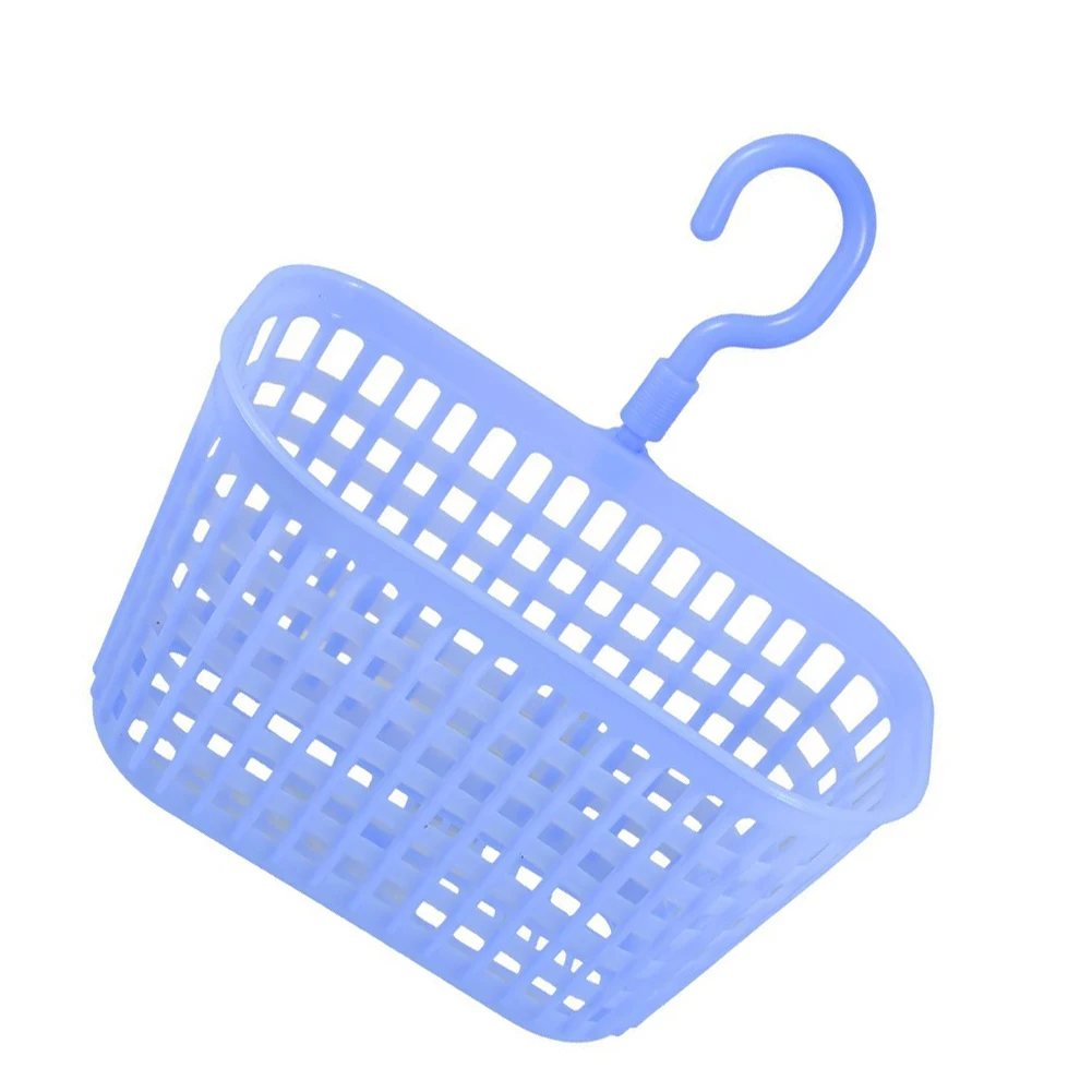 Promotion! Plastic Hollow Grid Kitchen Bathroom Hook Basket Holder Blue | Storage Baskets