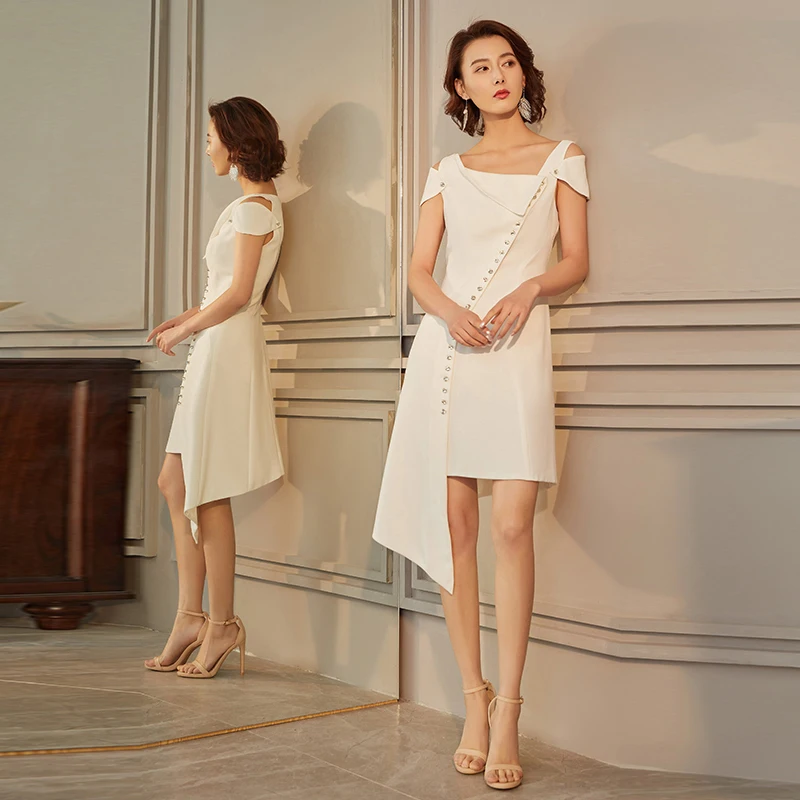 TWOTWINSTYLE элегантный с открытыми плечами платье для женщин Нерегулярные Воротник