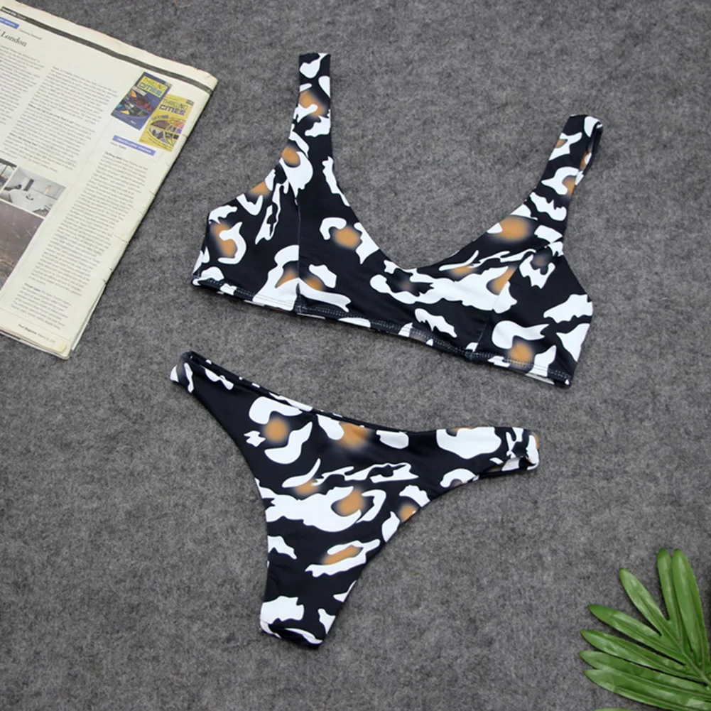 Женский купальник бикини с пуш апом и леопардовым принтом|Купальники| |