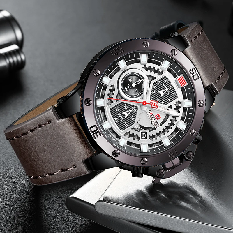 Часы NAVIFORCE мужские деловые кварцевые водонепроницаемые спортивные с