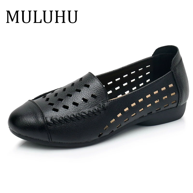 Туфли MULUHU женские кожаные однотонные дышащие без застежки повседневная обувь