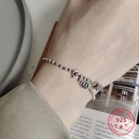 925 sterling silver crown pendant bracelet bangle simple european vintage chain bracelet for women adjustable party gift jewelry