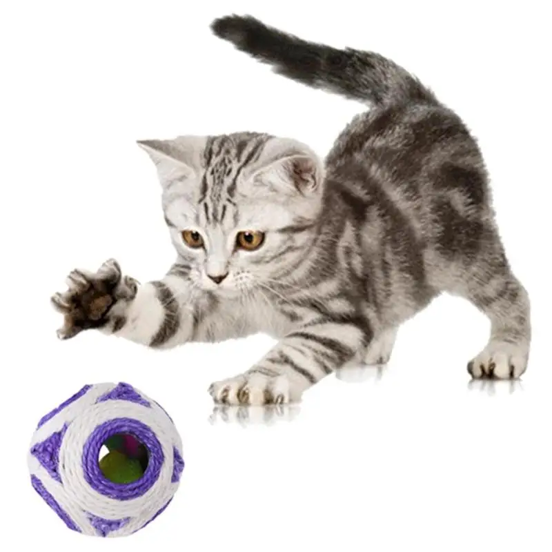 Сизаль полый шарик игрушки для кошек котенок собаки милый забавный