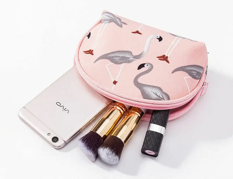 Модная женская косметичка с милым принтом фламинго водонепроницаемый