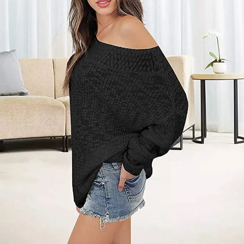 Cold shoulder halter knitted sweater female Casual autumn winter women knit Blue pullover jumper pull femme 2018 | Женская одежда