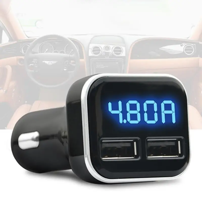 24 Вт 4.8A двойной USB Автомобильное зарядное устройство авто светодиодный дисплей
