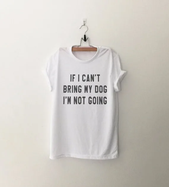 Футболка с надписью If i can и my dog m not going черная/белая J049|Футболки| |