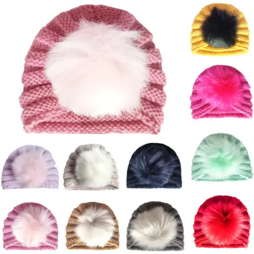 Baby Girl Hat Infant Kids Cap Winter Warm Knit Beanie Princes Pom-pom Bonnet Toddler Turban | Детская одежда и обувь