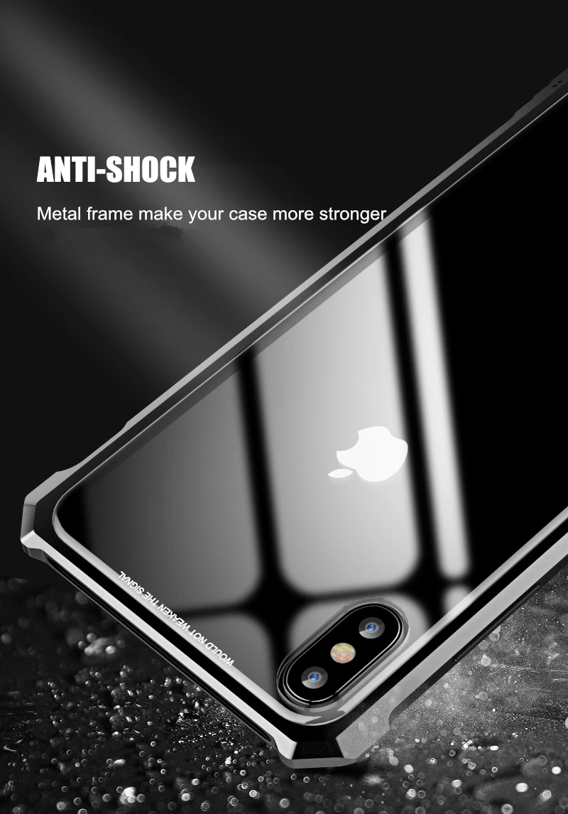 Для iphone XS бампер X прозрачное закаленное стекло задняя крышка с металлическим