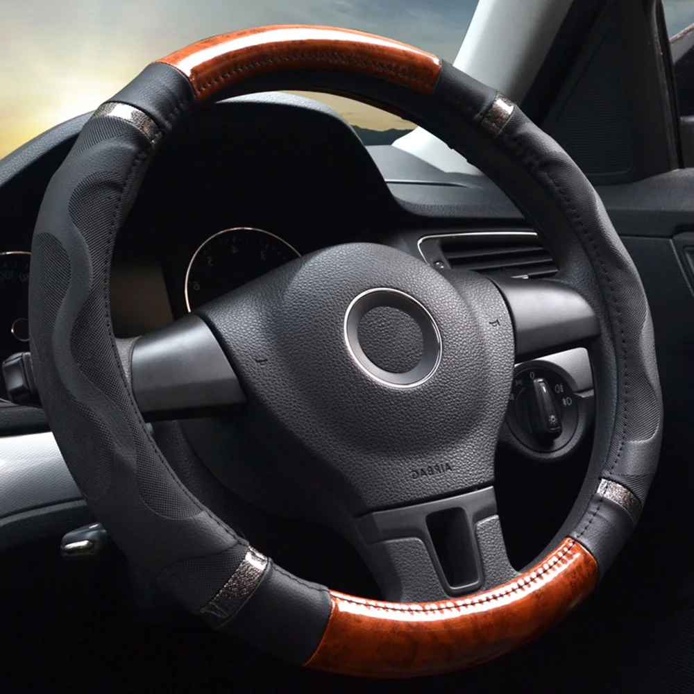 Универсальный чехол рулевого колеса автомобиля из искусственной кожи 2 вида