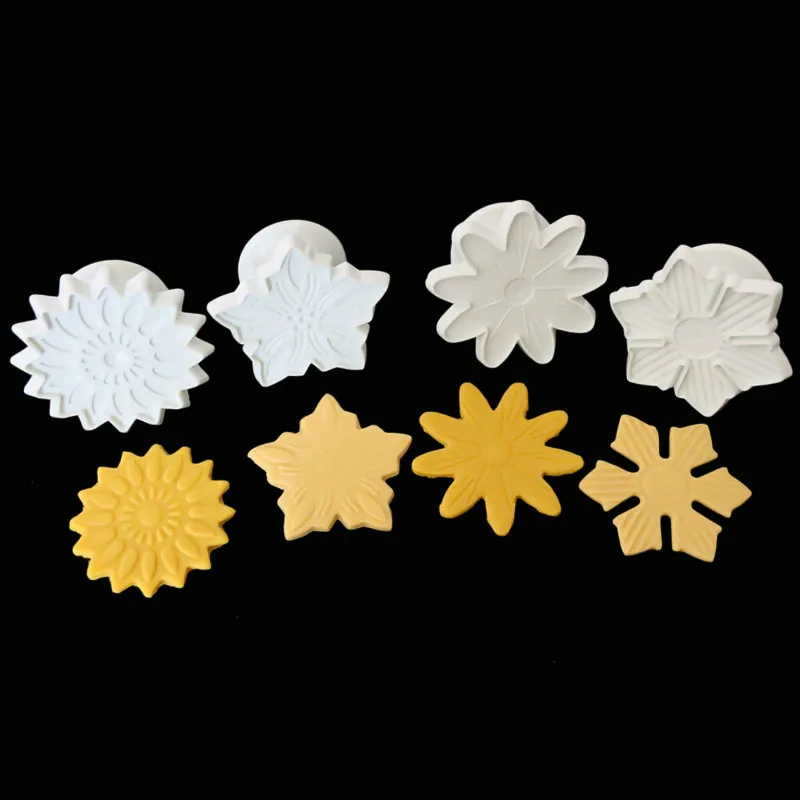 4Pcs/Set 3D Christmas Gift Topper Fondant Cookie Biscuit Cutter Stamp Mold DIY Molds Kitchenware | Дом и сад