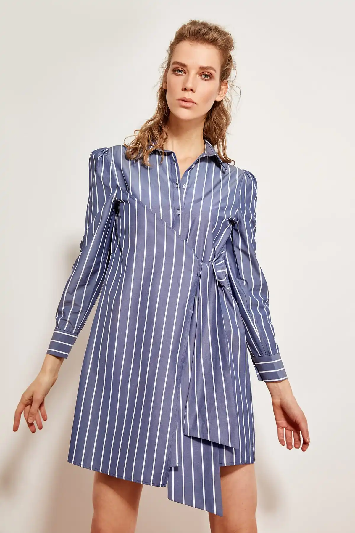 Trendyol Advanced Linking blue платье рубашка TCLSS19EH0028|Женские платья| |