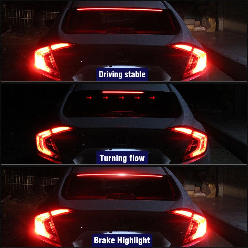 

Mayitr 1set Flexible Red LED Car High Mount Third 3rd Rear Brake Light Rear Windshield Turn Signal Strip Lamp