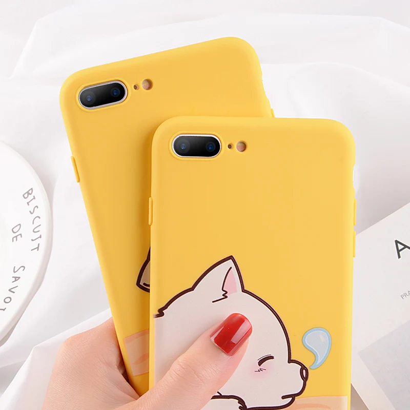 Чехол Moskado для iPhone 6 S 7 8 Plus X XR XS Max чехол с изображением милого кота собаки желтого