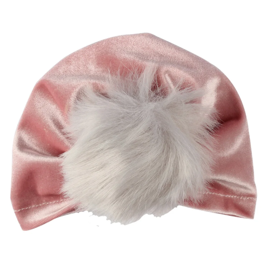 Fur Pompom Velvet Headband Baby Soft Elastic Hairband Kids Girls Headwrap Newborn Turban Bandanas Headwear Photography Prop | Детская