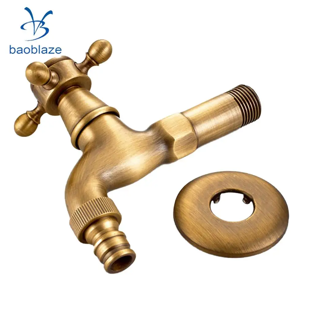 Antique Brass Wall Mount Outdoor Faucet Garden Bibcock Tap Mop Pool Laundry Sink Cold Water | Обустройство дома