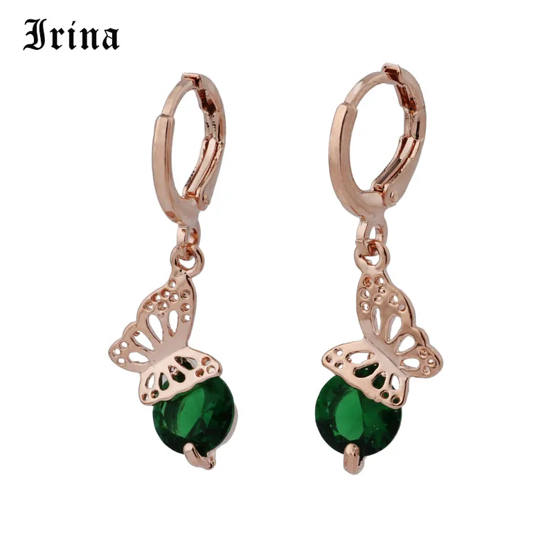 Женские серьги подвески Irina 6 цветов бабочки из розового золота для свадебной