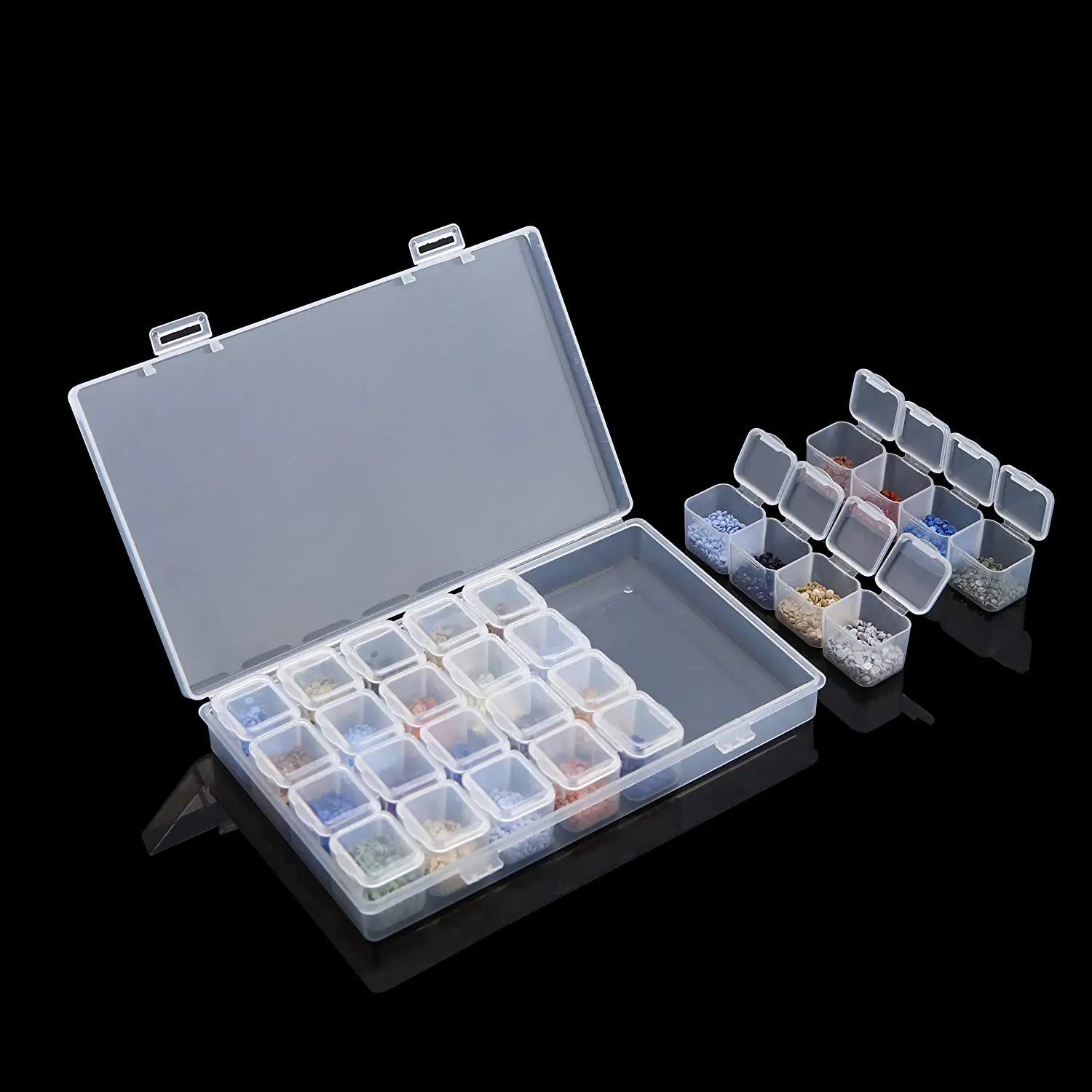 Promotion! Diamond Embroidery Box 4 Packs 28 Grids 5d Siamond and Cross Stitch Tools Accessory Containers for DIY Art Cra | Дом и сад