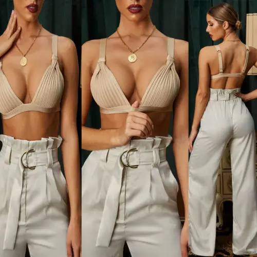 Women Ladies Fashion Seamless Push-Up Bra Plain Padded Plunge Bralette Bras Sets White Yellow | Женская одежда