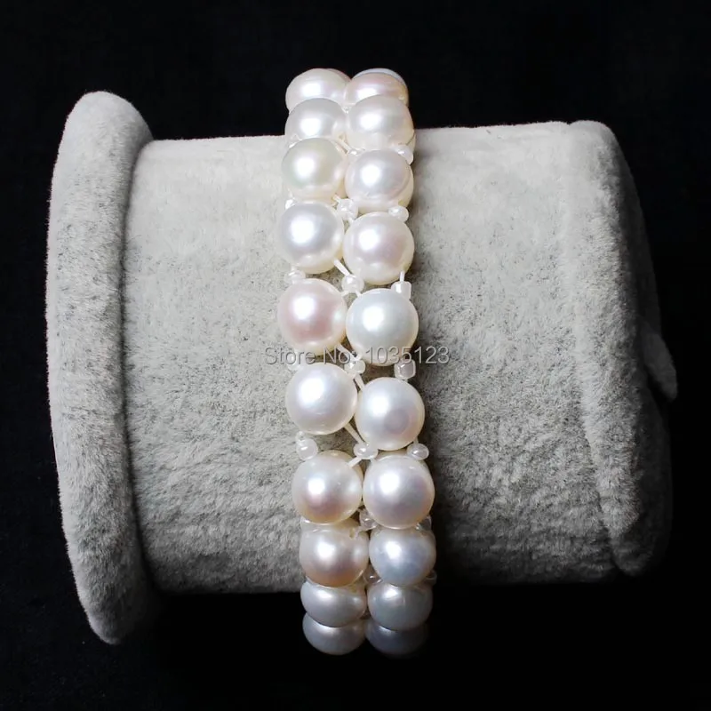 

High Quality 7-8mm Natural White Color Freshwater Pearl Fashion Elasticity Bracelets Jewelry w1985