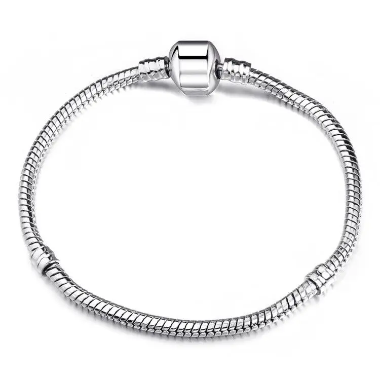

New Design Silver Plated Snake Chain Magnet Clasp European Charm Bead Fit Bracelet Bangle Jewelry For Women Men Gift
