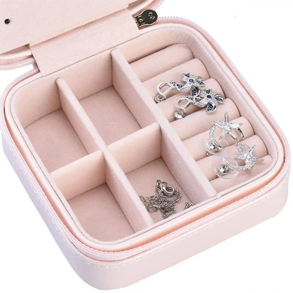 Portable PU Leather Jewelry Box For Women Earring Holder Necklace Organizer Case | Украшения и аксессуары