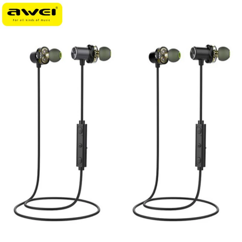 Беспроводная Bluetooth-гарнитура AWEI X650BL двойные динамические наушники с шейным
