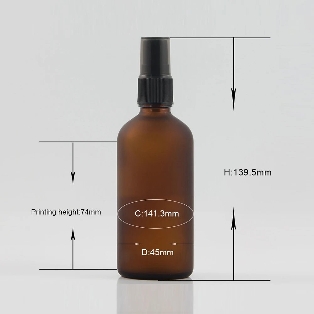 Round frosted amber glass essential oil perfume bottle 100ml empty mist spray with pump | Красота и здоровье
