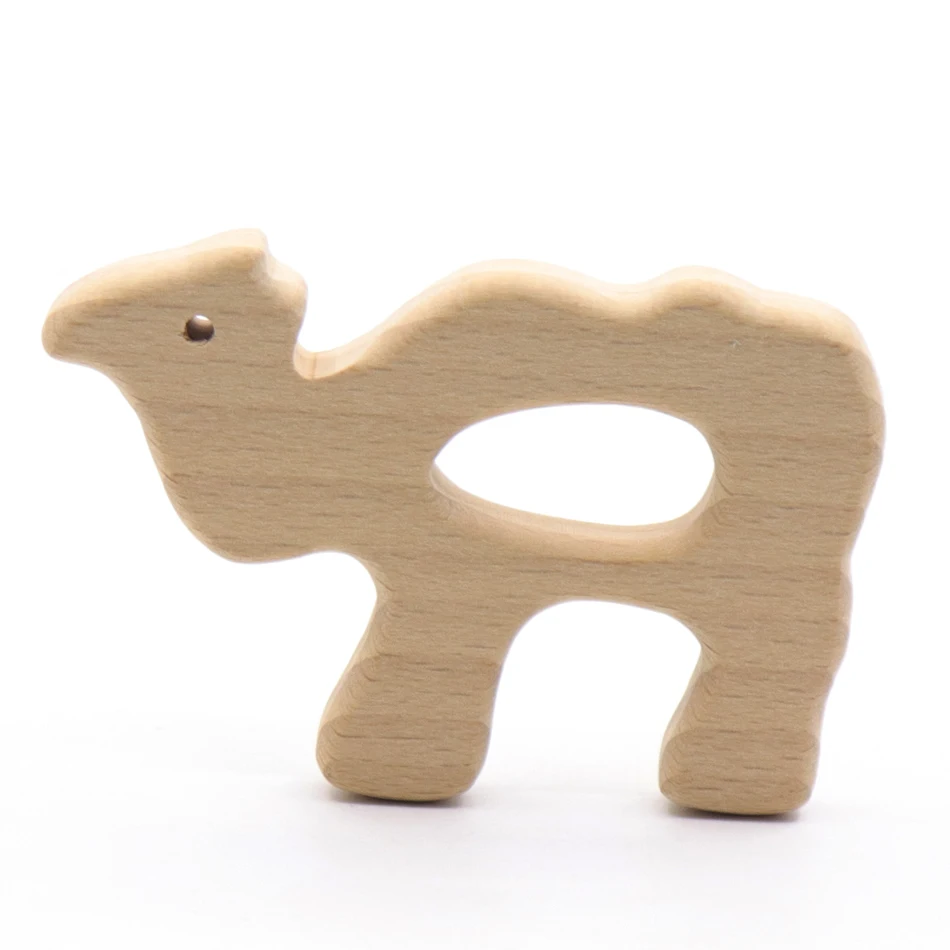 10pcs Safe Kara Teething Baby Teether Cute Antlers Design Wooden Ring Animal Shape Toy Handmade Wooden Teether Giraffe Teether