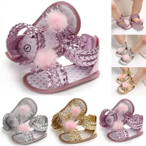 

Summer Stylish Baby Girl Sandals Soft Sole Pompom Summer Infant Shoes Bow Knot Princess Girl Sandals Brand New