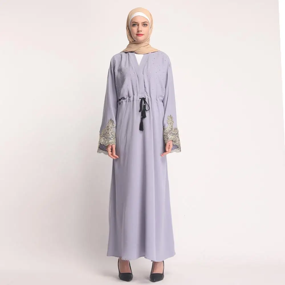 Женские мусульманские Длинные платья Abaya длинное платье с блестками и кружевом