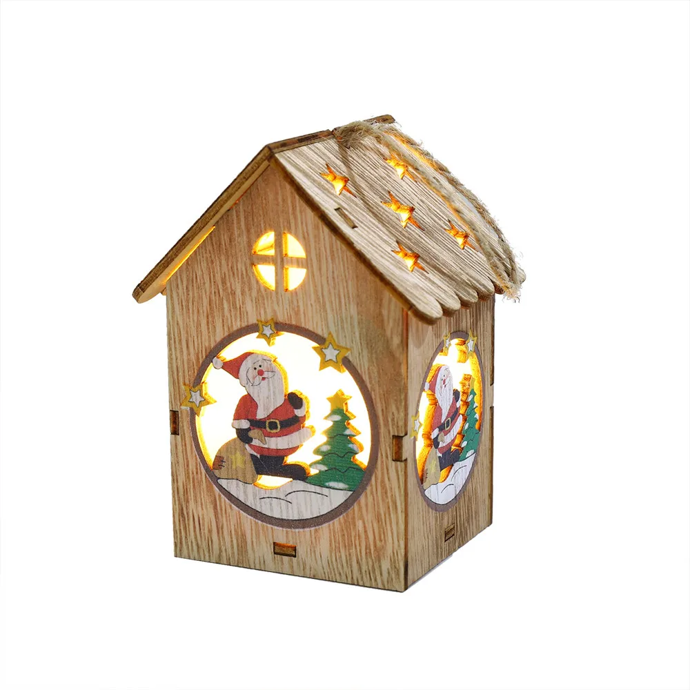2019 New LED Light Wooden Dolls House Villa Christmas Ornaments Xmas Tree Hanging Decor Hang Decoration | Дом и сад