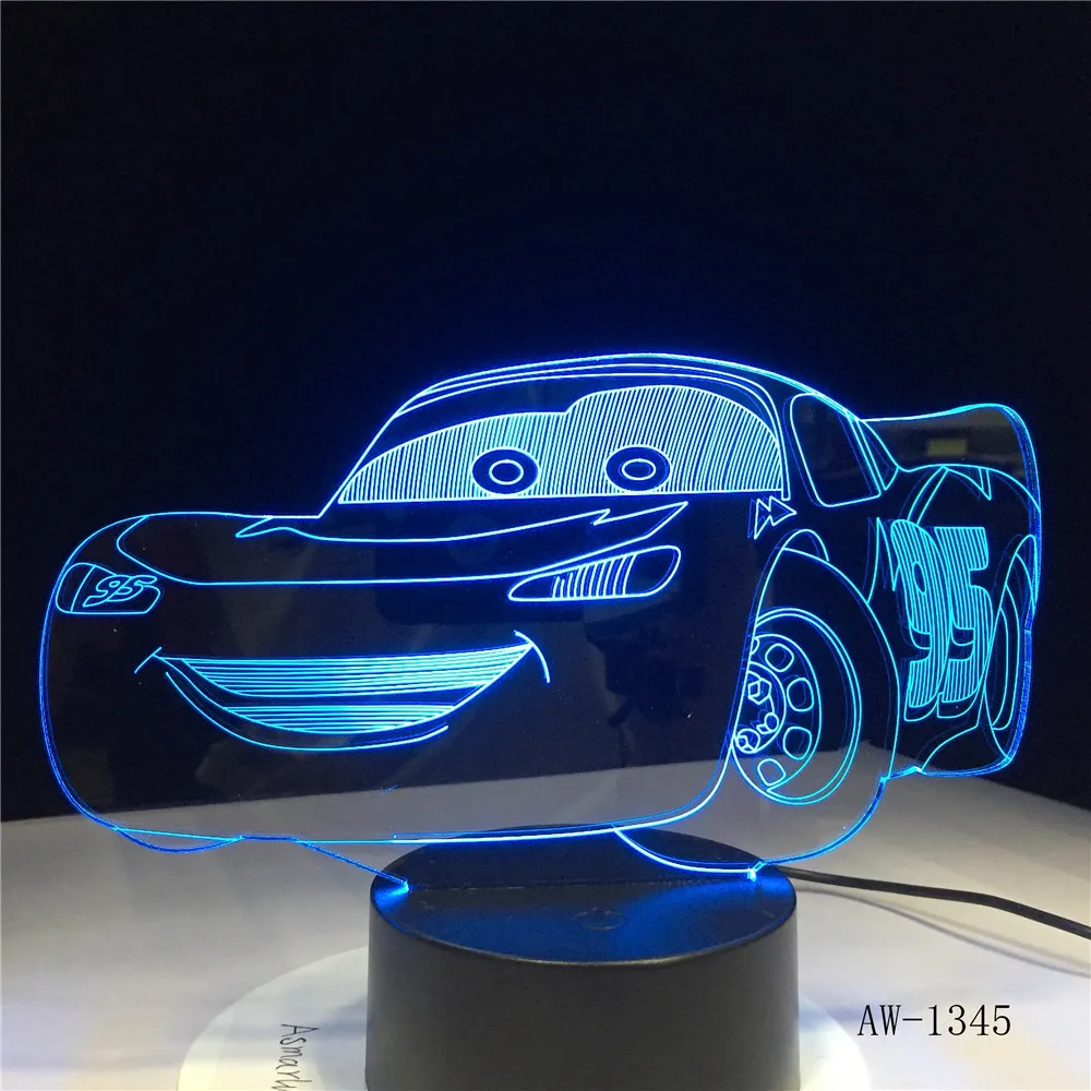 Lightning McQueen Route 66 ваш гоночный автомобиль 3D 7 цветов лампа визуальные светодиодные