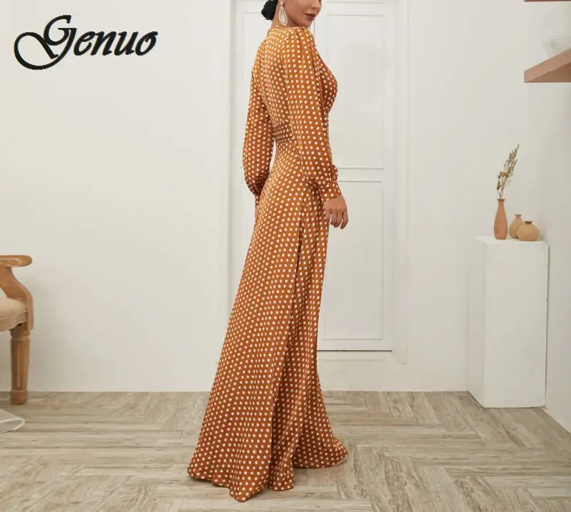 Женское пляжное платье с глубоким V образным вырезом элегантное в пол мелкий