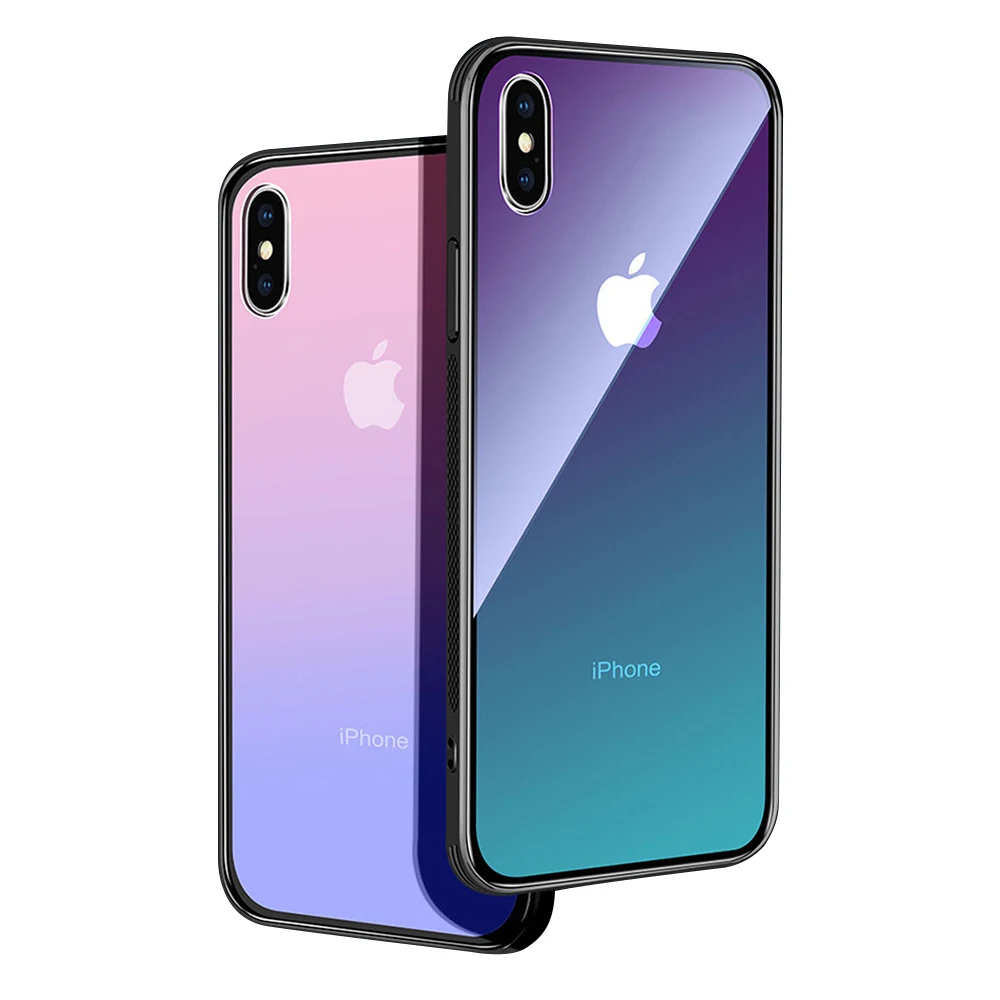 Роскошный стеклянный чехол для телефона iPhone XR XS Max прозрачный градиентный Чехол 9H